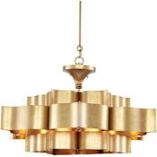 Currey and Company Grand Lotus 30" Wide Large Chandelier Antique Gold Leaf