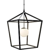 Currey and Company Denison 26" Wide Outdoor Wrought Iron Pendant Black / Frosted White