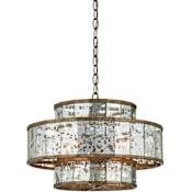 Currey and Company Fantine 18" Wide 5 Light 3 Tier Chandelier Pyrite Bronze / Raj Mirror