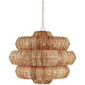 Currey and Company Antibes 30" Wide 9 Light 3 Tier Chandelier Khaki / Natural