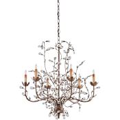 Currey and Company Crystal Bud 28" Wide 6 Light Chandelier, Medium with Customizable Shades Cupertino
