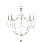 Currey and Company Crystal Lights 31" Wide 8 Light Single Tier Chandelier with Customizable Shades Silver Leaf