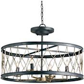 Currey and Company Crisscross 22" Wide Convertible 4 Light Single Tier Chandelier / Flush Mount Ceiling Fixture French Black / Pyrite Bronze