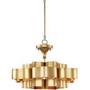 Currey and Company Grand Lotus 20" Wide Small Chandelier Antique Gold Leaf