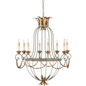 Currey and Company Elegance 29" 8 Light Single Tier Chandelier with Customizable Shades Etruscan/ Gold Leaf