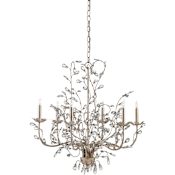 Currey and Company Crystal Bud 28" Wide 6 Light 1 Tier Chandelier Silver Granello