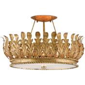 Currey and Company Biddulph 3 Light 18-1/2" Wide Semi Flush Ceiling Fixture with Metal Shade Gold Leaf / White