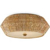 Currey and Company Antibes 2 Light 19" Wide Flush Mount Drum Ceiling Fixture Natural / Honey Beige