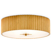 Currey and Company Caravel 14" Wide LED Flush Mount Drum Ceiling Fixture with Glass Shade Gold Leaf / Frosted Glass