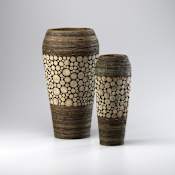 Cyan Design 20.25" Wood Slice Oblong Vases Birchwood and Walnut