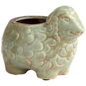 Cyan Design Lala Lamb 5" Tall Terra Cotta Animal Planter Green Glaze