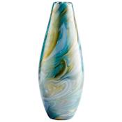 Cyan Design Chalcedony 4-3/4" Diameter Glass Vase Blue Gold Swirl