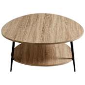 Cyan Design Moon Shot 35-1/2" Diameter Wood Top Iron Coffee Table Oak / Black