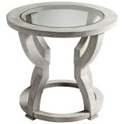 Cyan Design Pantheon 38" Diameter Glass Top Wood Side Table White Pine