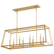 Cyan Design Hyperion 8 Light 37" Wide Cage Linear Chandelier Aged Silver Leaf