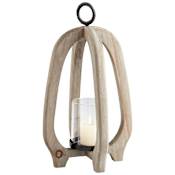 Cyan Design Aberdeen Glass, Iron and Wood Hanging Decorative Candle Holder Natural and Black