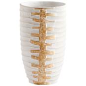 Cyan Design Luxe Vessel 20-1/4" Tall Cement Vase White and Gold