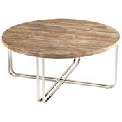 Cyan Design Montrose 39.75 Inch Diameter Stainless Steel and Wood Coffee Table Black Forest Grove and Chrome