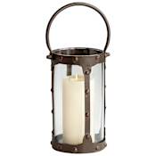 Cyan Design Borin 13.5 Inch Tall Iron and Glass Candle Holder Rustic