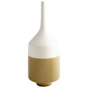 Cyan Design Groove Line 18 Inch Tall Ceramic Vase White and Olive Crackle