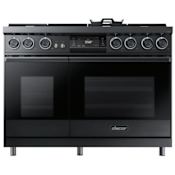 Dacor Contemporary 48 Inch Wide 6.6 Cu. Ft. Slide In Dual Fuel Range with Dual Four-Part Pure Convection and Griddle Graphite Stainless