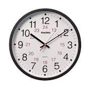 Dainolite Magnus 12" Diameter 24 Hour Wall Clock with Second Hand Black