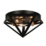 Dainolite Archello 3 Light 12" Wide Flush Mount Ceiling Fixture Matte Black / Antique Brass