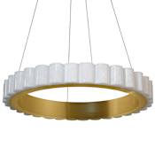 Dainolite Celeste 24" Wide LED Ring Chandelier Alabaster / Aged Brass