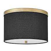 Dainolite Frederica 2 Light 12" Wide Flush Mount Drum Ceiling Fixture Black / Aged Brass