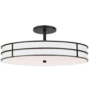 Dainolite Fulvia 3 Light 20" Wide Semi-Flush Drum Ceiling Fixture with White Glass Shade Matte Black / White