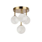 Dainolite Giovanna 4 Light 17" Wide Flush Mount Globe Ceiling Fixture Aged Brass / Alabaster