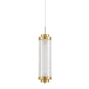 Dainolite Peri 6" Wide LED Mini Pendant Clear / Aged Brass