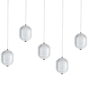 Dainolite Peri 32" Wide LED Linear Pendant with Patterned Acrylic Shades Clear / Matte Black