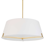 Dainolite Preston 4 Light 33" Wide Tapered Shade Pendant Aged Brass / White