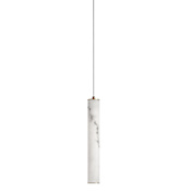 Dainolite Reuben 3" Wide LED Mini Pendant with Faux Alabaster Shade White / Aged Brass