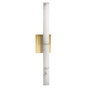 Dainolite Reuben 24" Tall LED Bath Bar with Faux Alabaster Shade White / Aged Brass