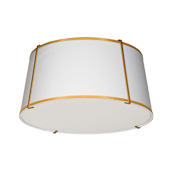 Dainolite Trapezoid 3 Light 16" Wide Semi-Flush Drum Ceiling Fixture Gold / White
