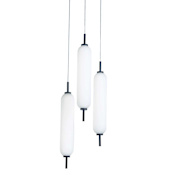 Dainolite Typha 12" Wide LED Multi Light Pendant with White Glass Shades Matte Black / White