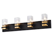 Dainolite Veronica 4 Light 32" Wide Vanity Light Matte Black / Aged Brass