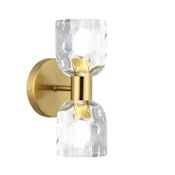 Dainolite Vallora 2 Light 12" Tall Bathroom Sconce with Hammered Glass Shades Aged Brass / Clear