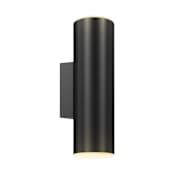 DALS Lighting LED Wall 12" Tall 2 Light LED Outdoor Wall Sconce with Adjustable Beam Options Black