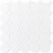 Daltile Octagon with Dot - 2" x 2" Octagon Wall & Floor Tile - Varied Tile Visual - Sold by Sheet White