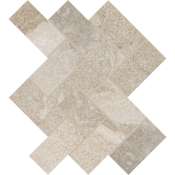 Daltile Archaia - 2" x 4" Rectangle Herringbone Mosaic Floor and Wall Tile - Matte Travertine Visual - Sold by Sheet Artifact Beige