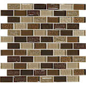Daltile Crystal Shores - 1" x 2" Rectangle Wall Tile - Glossy Visual - Sold by Sheet (0.97 SF/Sheet) Copper Coast