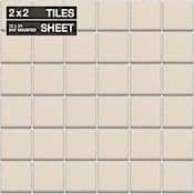 Daltile Keystones - 2" x 2" Square Wall Tile - Unpolished Visual - Sold by Sheet (2 SF/Sheet) Almond