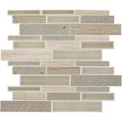 Daltile Raine - 11" x 12" Random Linear Mosaic Ceiling, Floor, and Wall Tile - Polished Marble Visual - Sold by Sheet (0.98 SF/Sheet) Cumulus Gray Blend