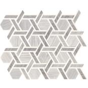 Daltile Fonte - 2" x 6" Hexagon and Trapezoid Mosaic Floor and Wall Tile - Honed Limestone and Marble Visual - Sold by Sheet Nautical Gray Blend