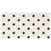 Daltile Keystones - 1" x 1" Hexagon Floor and Wall Tile - Unpolished Visual - Sold by Sheet (1.75 SF/Sheet) White With Black Dot