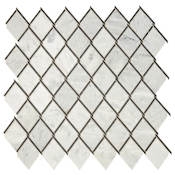 Daltile Lavaliere - 14" x 14" Sheet Diamond Harlequin Mosaic Wall Tile - Light Polished Marble Visual - Sold by Sheet Carrara White / Black Antique Mirror