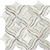 Daltile Lavaliere - 11" x 11" Sheet Varied Wave Mosaic Floors and Wall Tile - Light Polished Marble Visual - Sold by Sheet Carrara White / Bardiglio